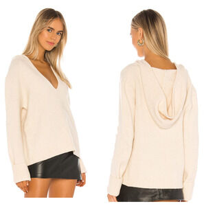 Camila Coelho Wren Hoodie Sweater Vneck Beige Size XS